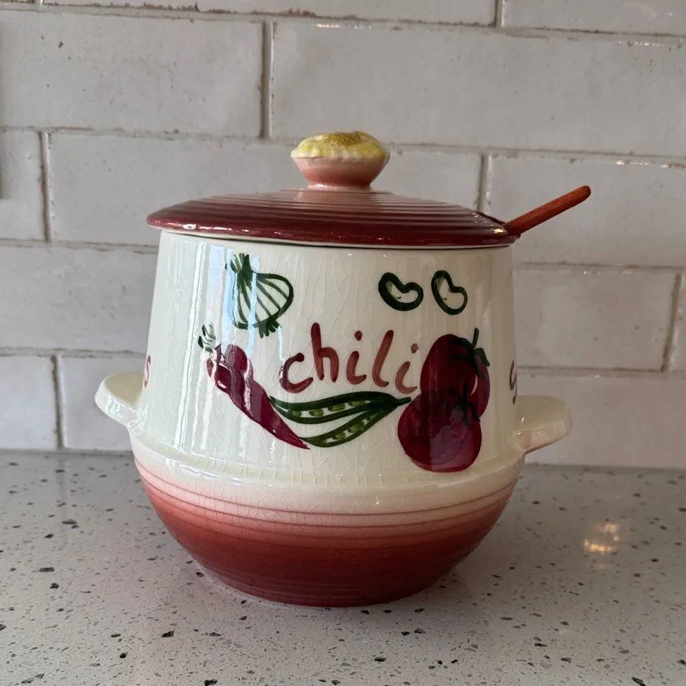 LA Pottery Tureen Soup Stew Chili Beans #705 1957 Kitchen Decor Made in the USA